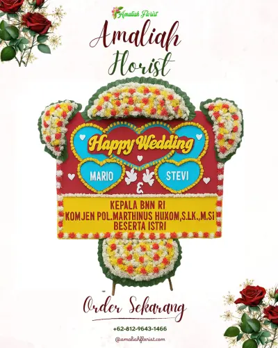 Karangan Papan Bunga Pernikahan di Sario Tumpaan